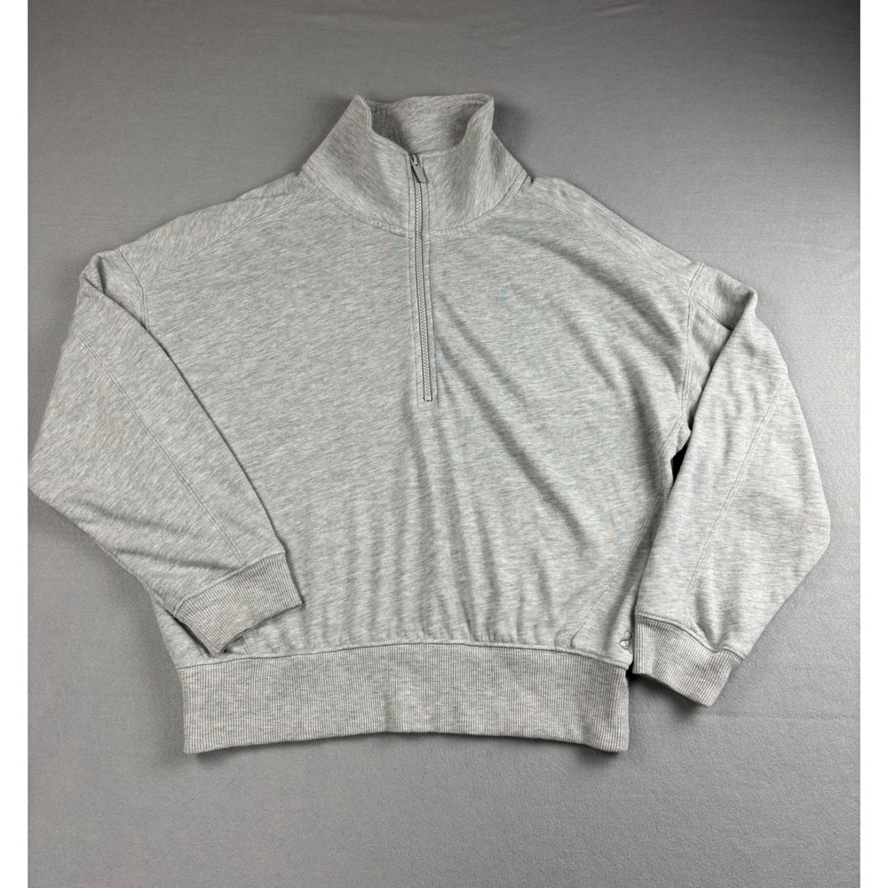 Lou & Grey Grey Cropped 1/4 Zip Sweatshirt Pullover Women's Size L